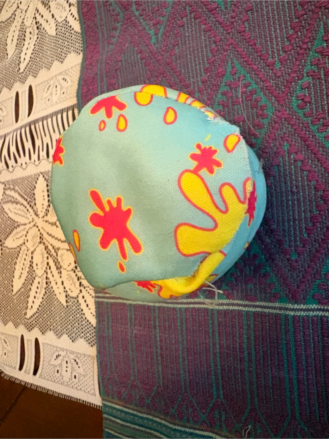 Aqua and Pink Splatter Plush Ball