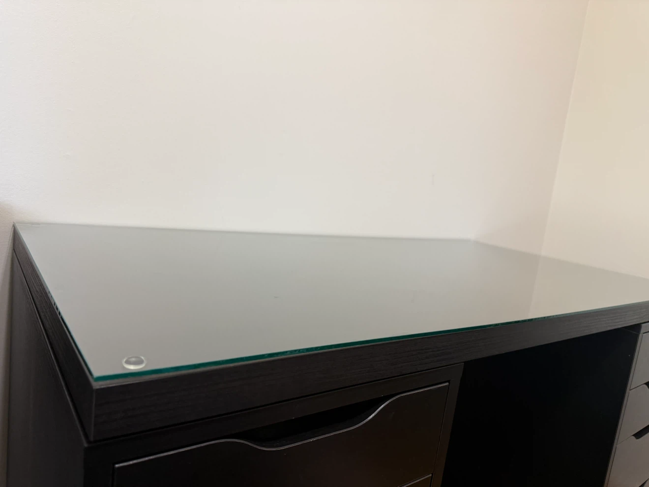 IKEA LAGKAPTEN Black-Brown Desk Top with Custom Glass Top - photo 2
