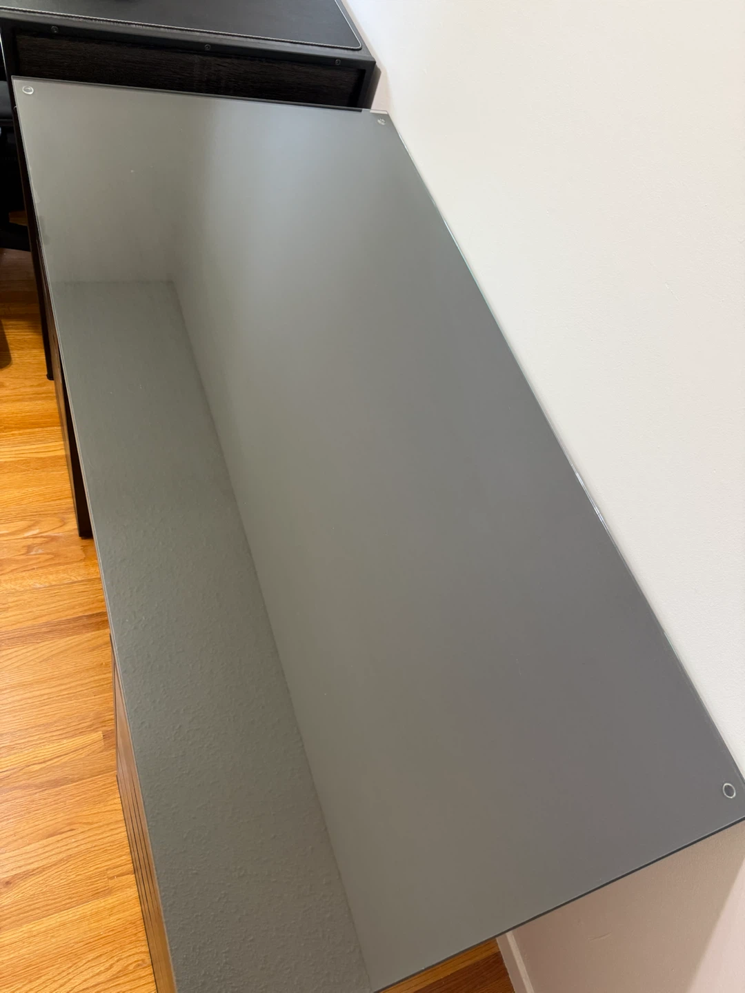 IKEA LAGKAPTEN Black-Brown Desk Top with Custom Glass Top - photo 3