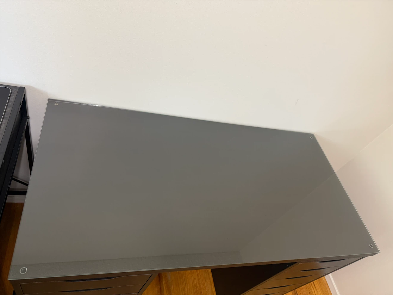 IKEA LAGKAPTEN Black-Brown Desk Top with Custom Glass Top - photo 4