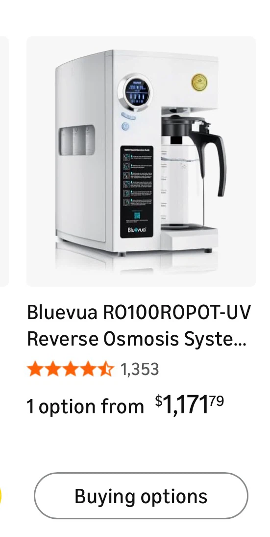 Bluevua Reverse Osmosis System Countertop Water Filter with UV