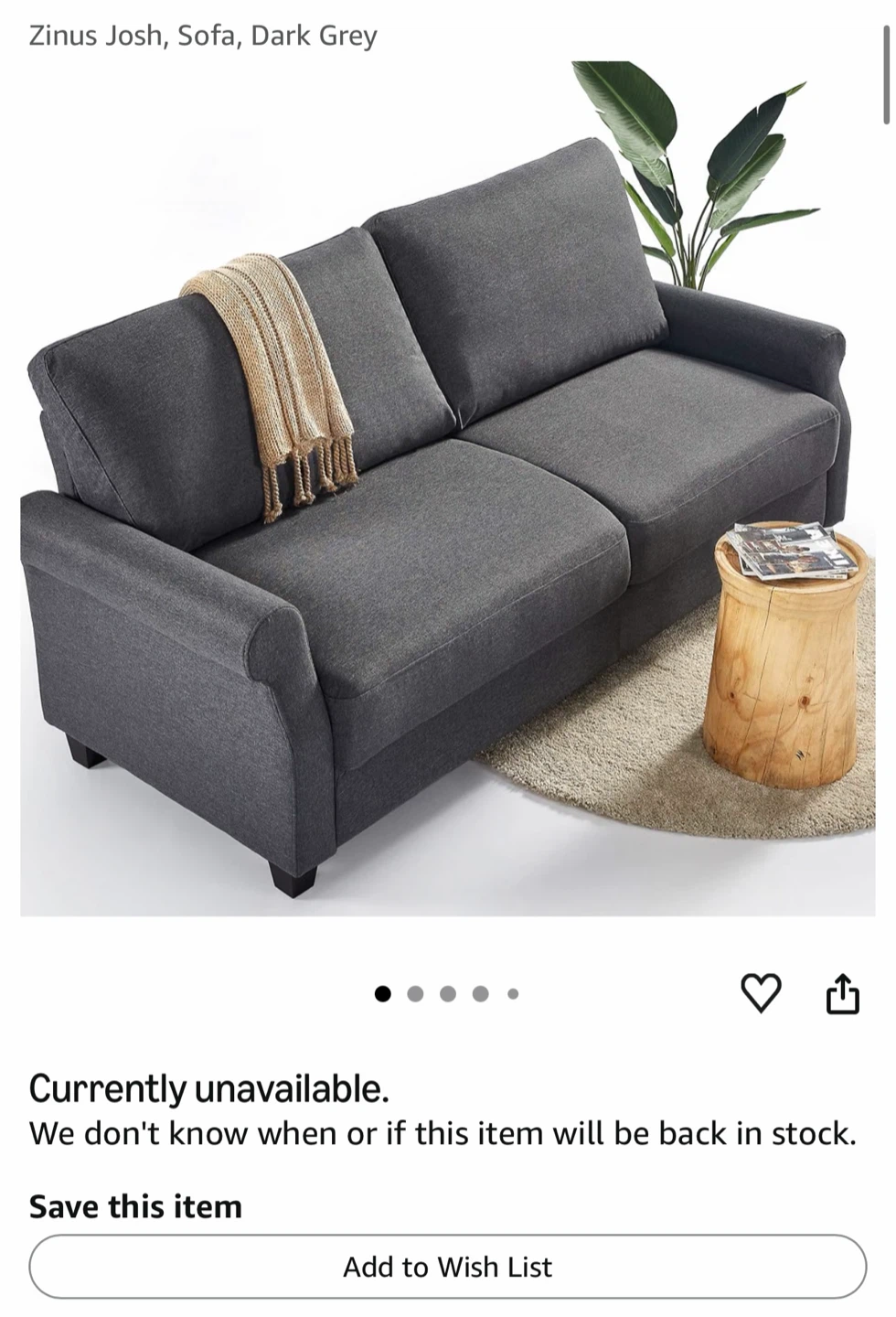 Zinus Josh, Sofa, Dark Grey - photo 5