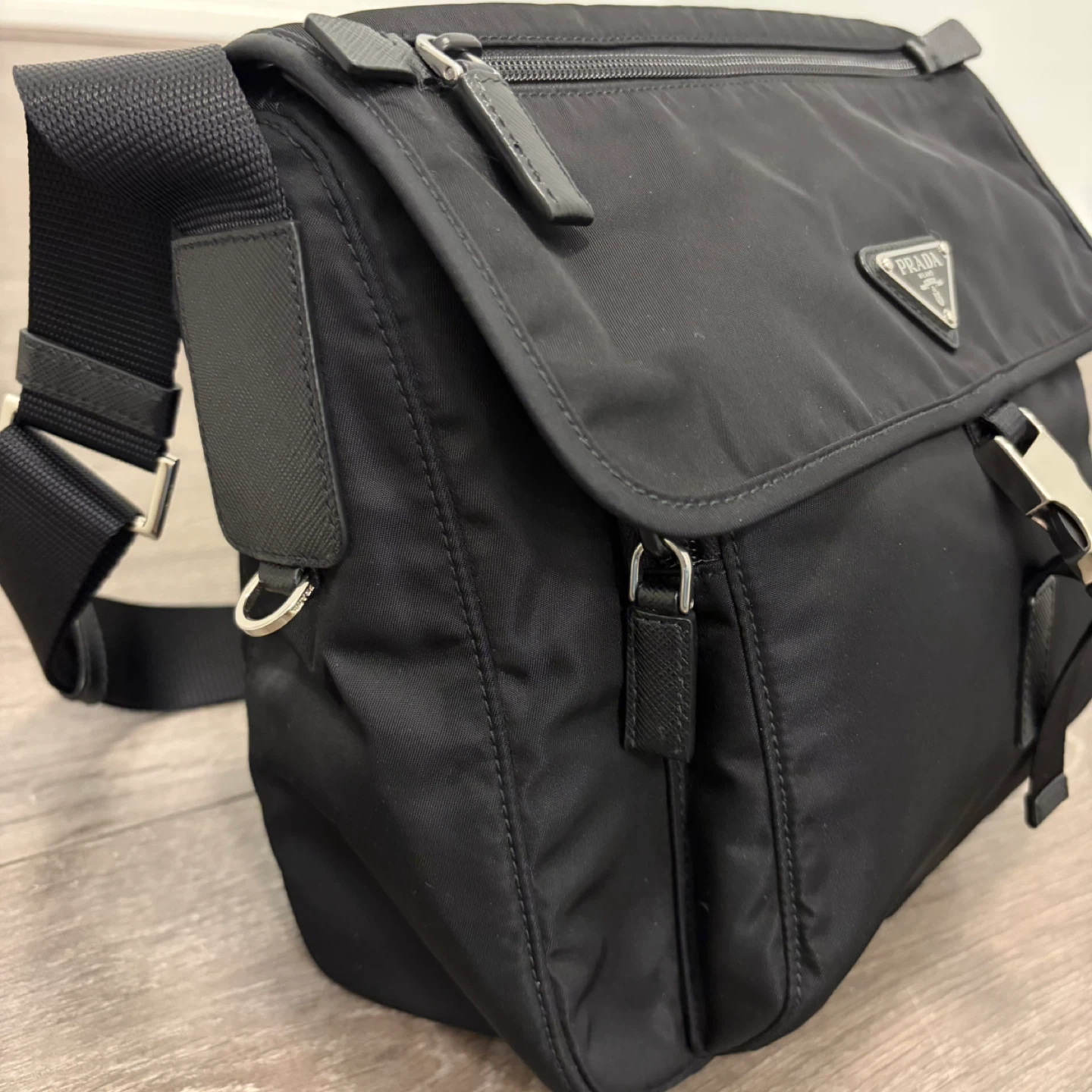 PRADA Nylon and Saffiano Leather Messenger Shoulder Bag - photo 5