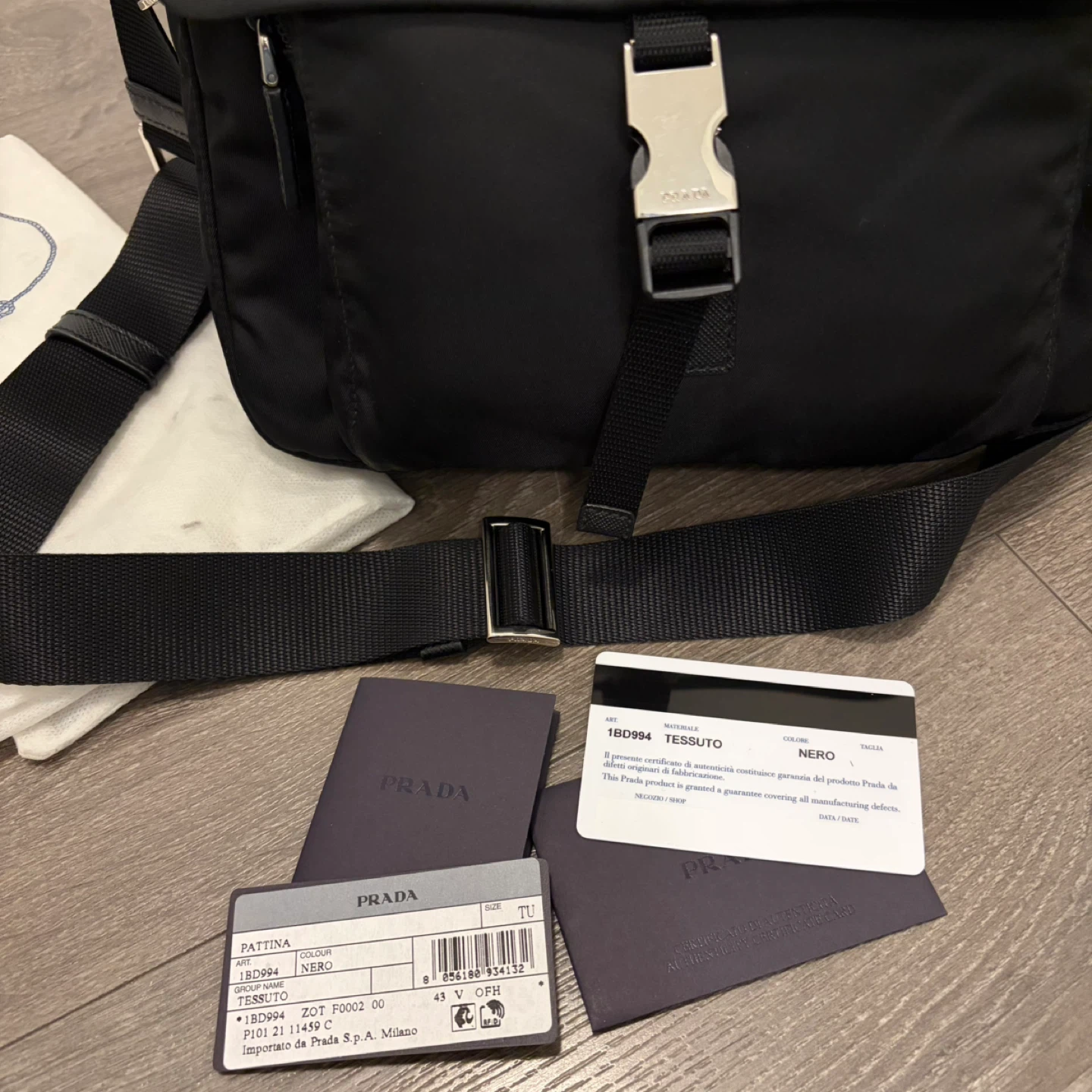PRADA Nylon and Saffiano Leather Messenger Shoulder Bag - photo 3