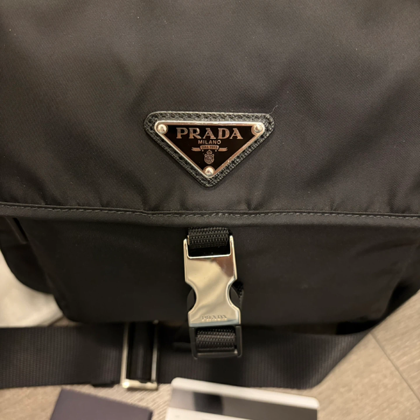 PRADA Nylon and Saffiano Leather Messenger Shoulder Bag - photo 2