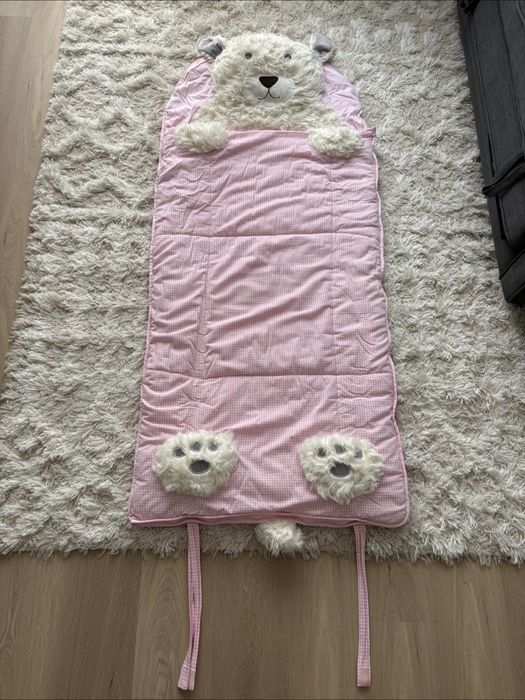 Pottery Barn Kids Puppy Shaggy Head Sleeping Bag Pink 71x29in - photo 2
