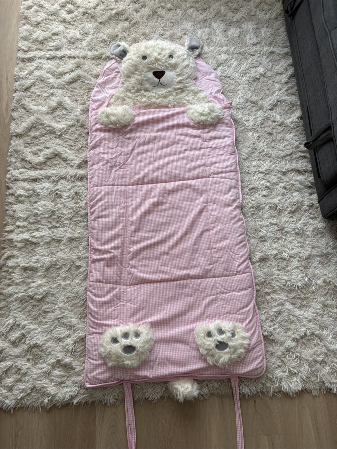 Pottery Barn Kids Puppy Shaggy Head Sleeping Bag Pink 71x29in - photo 5