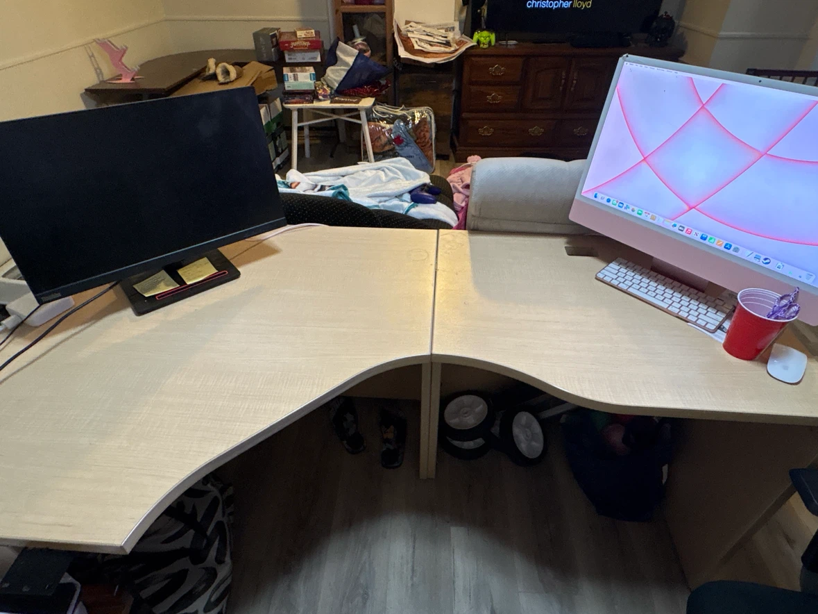 Corner Desk - Light Wood Finish