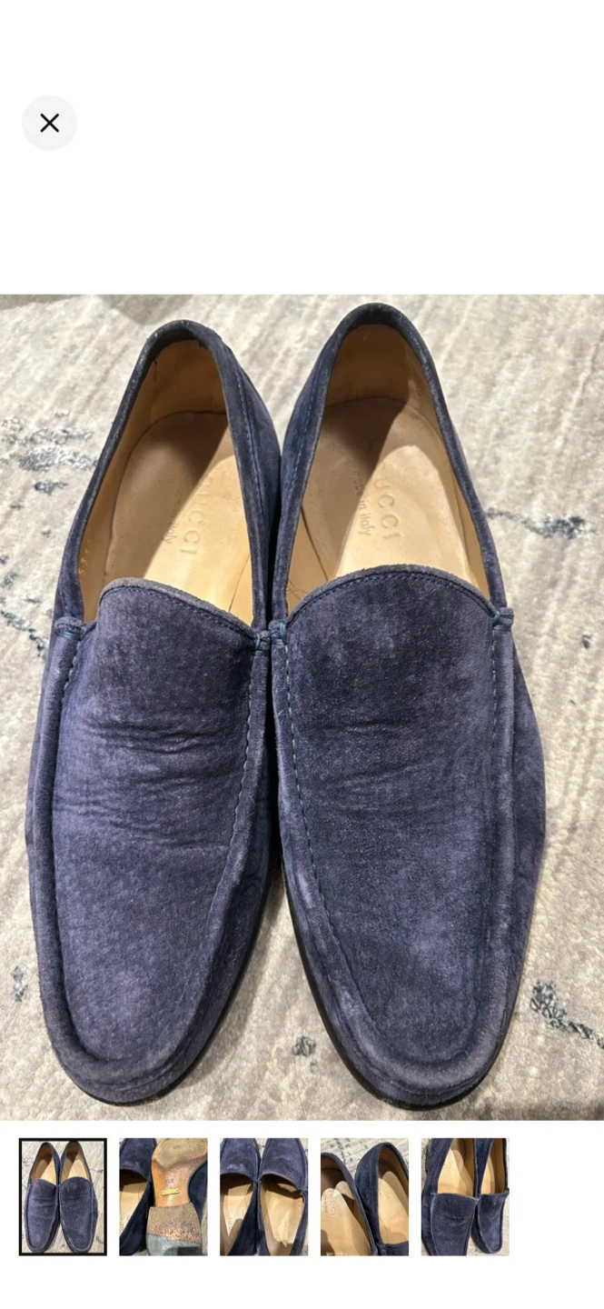 Gucci Navy Suede Loafers - Size 40E