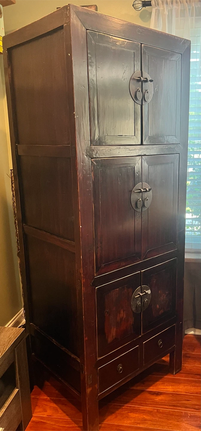 Vintage Wooden Cabinet with Brass Hardware - photo 2