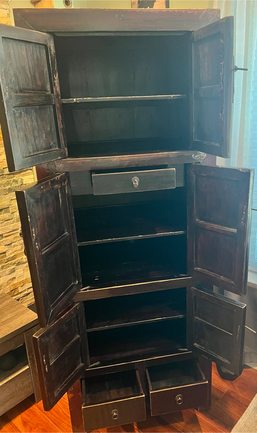 Vintage Wooden Cabinet with Brass Hardware - photo 3