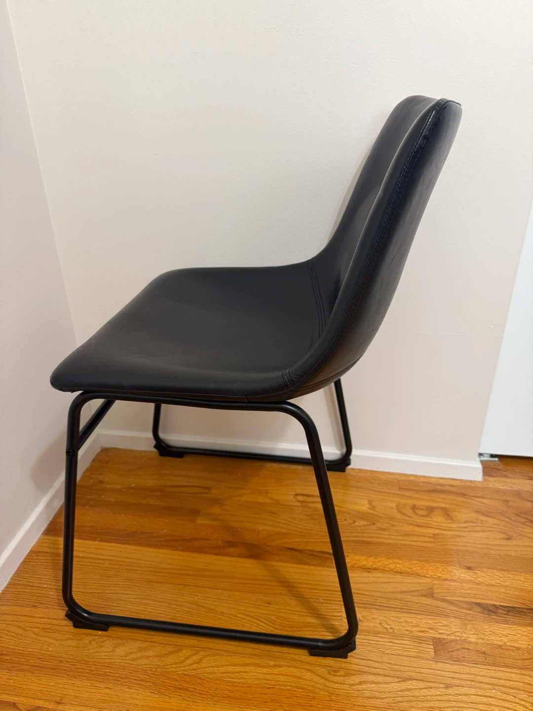 Modern Black Accent Chair with Metal Sled Base