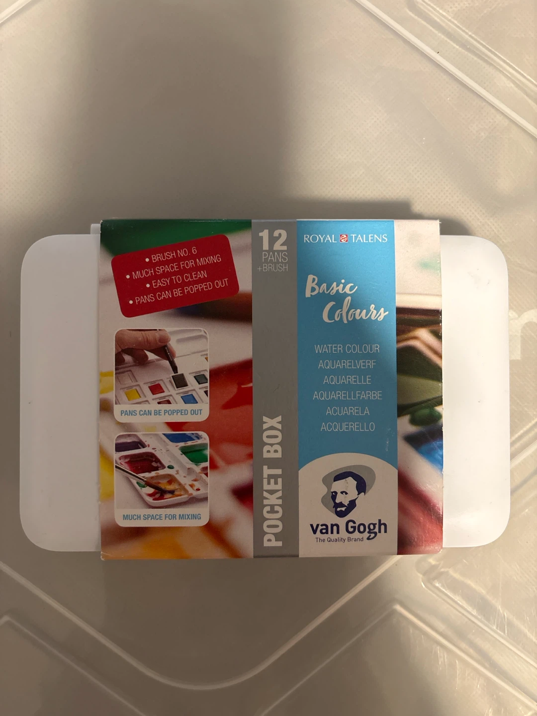 Royal Talens Van Gogh Basic Colours Pocket Box 12 Pans + Brush