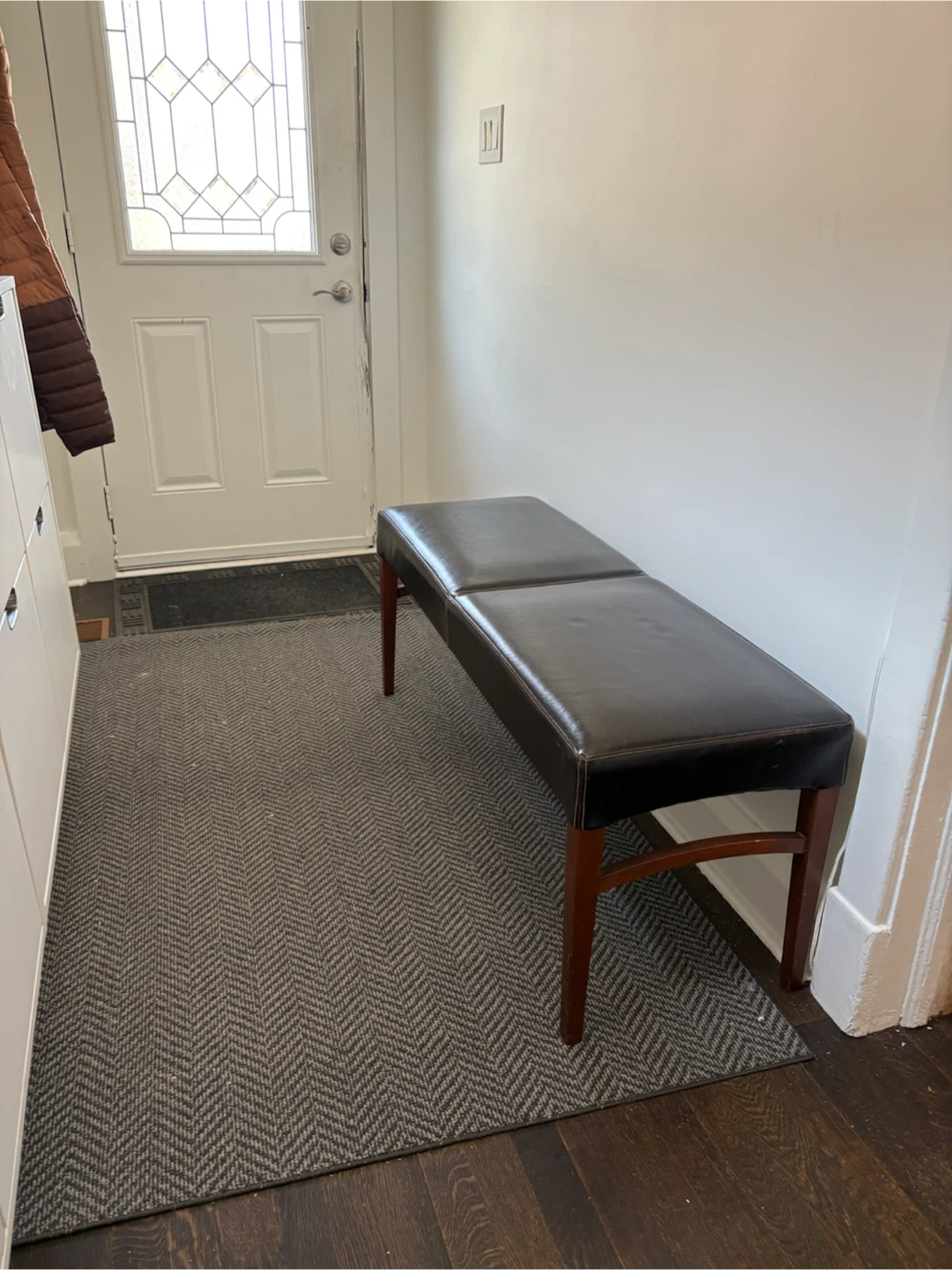 Dark Brown Faux Leather Bench