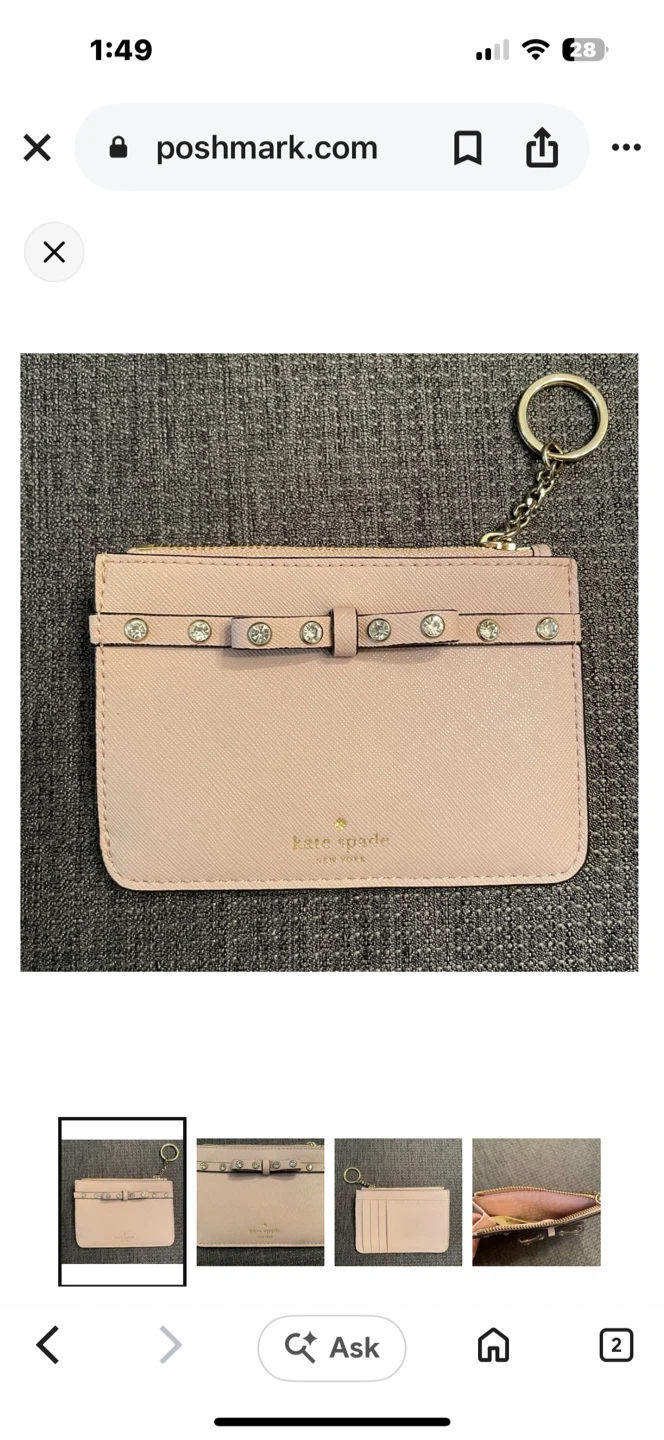 Brand New Kate Spade Pink Card Holder with Keychain - photo 2