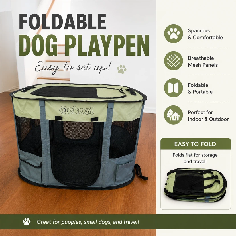 DeKool Foldable Dog Playpen