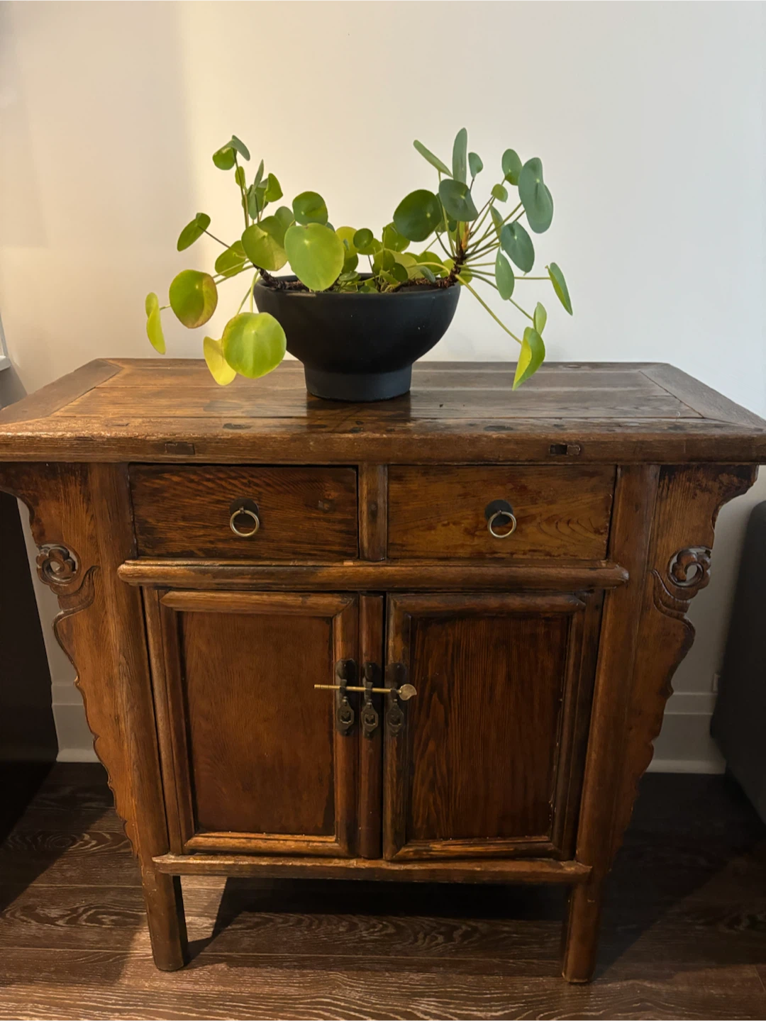 Antique Wooden Cabinet with Drawers and Cabinet