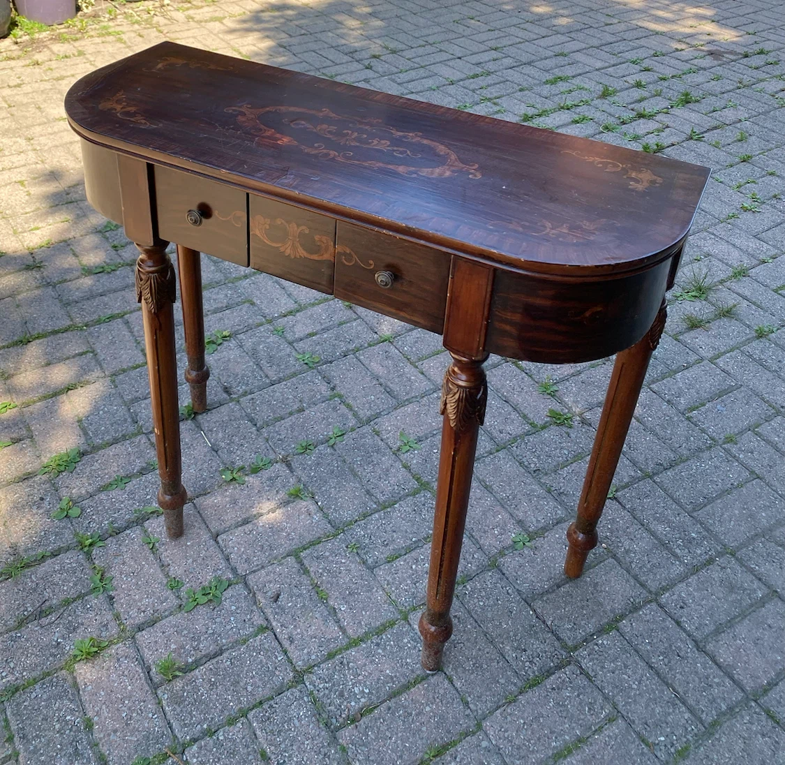 Vintage Inlaid Console Table - photo 2