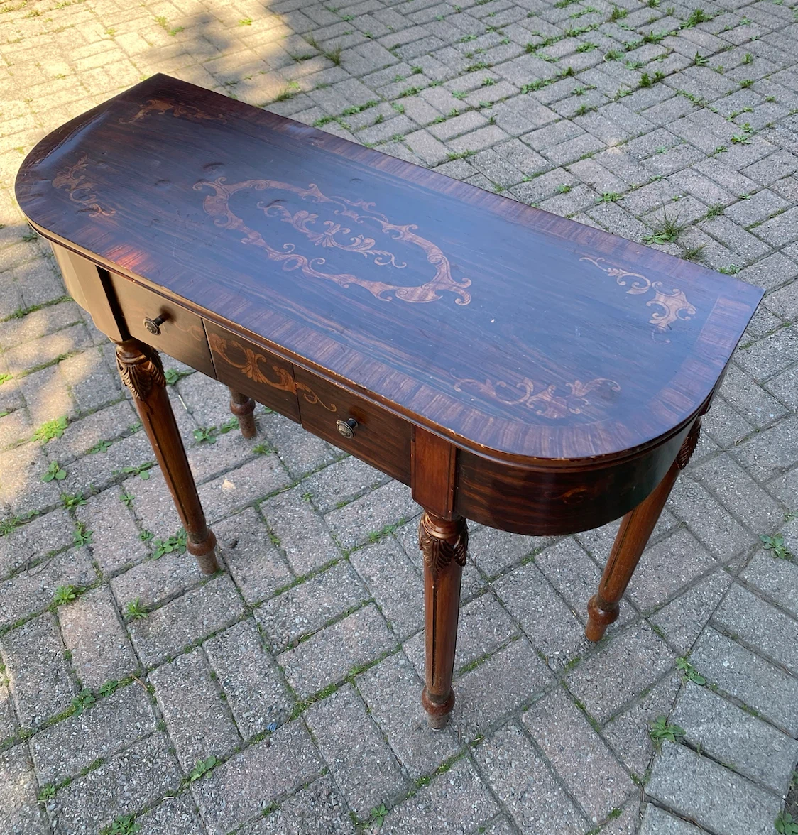 Vintage Inlaid Console Table - photo 3