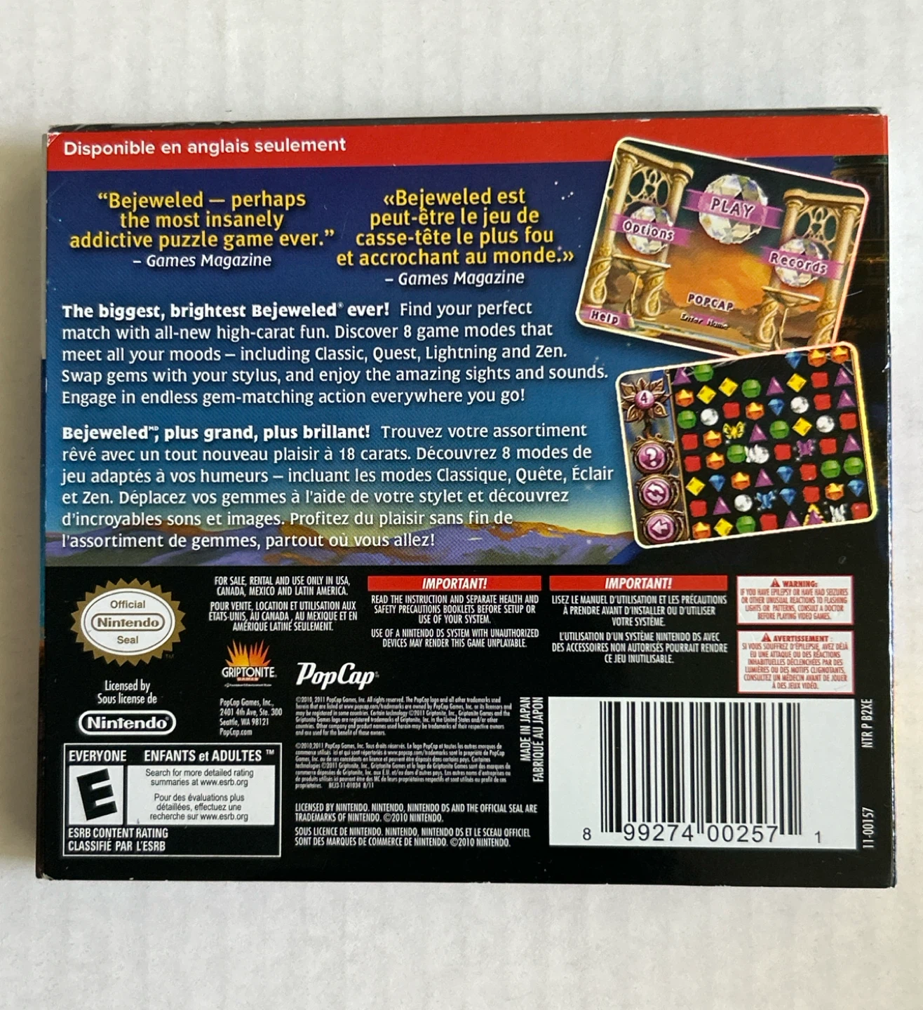 Bejeweled 3 - Nintendo DS Game (Brand New) - photo 2