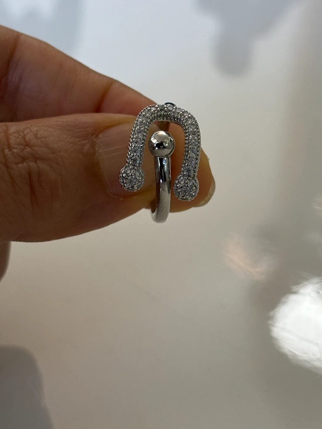 Rhinestone U-Shaped Ring
