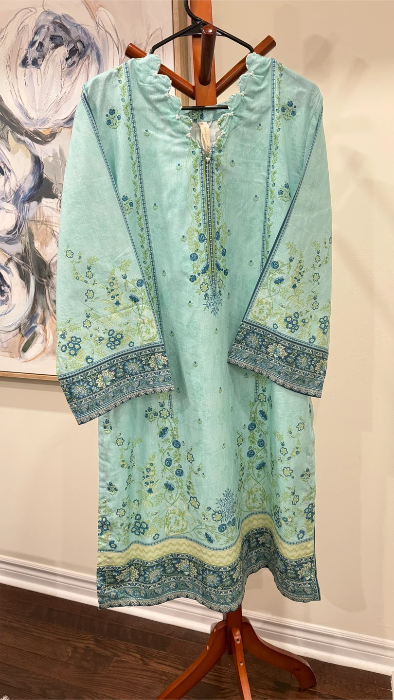 Sky Blue Floral Print 3-Piece Outfit - photo 2