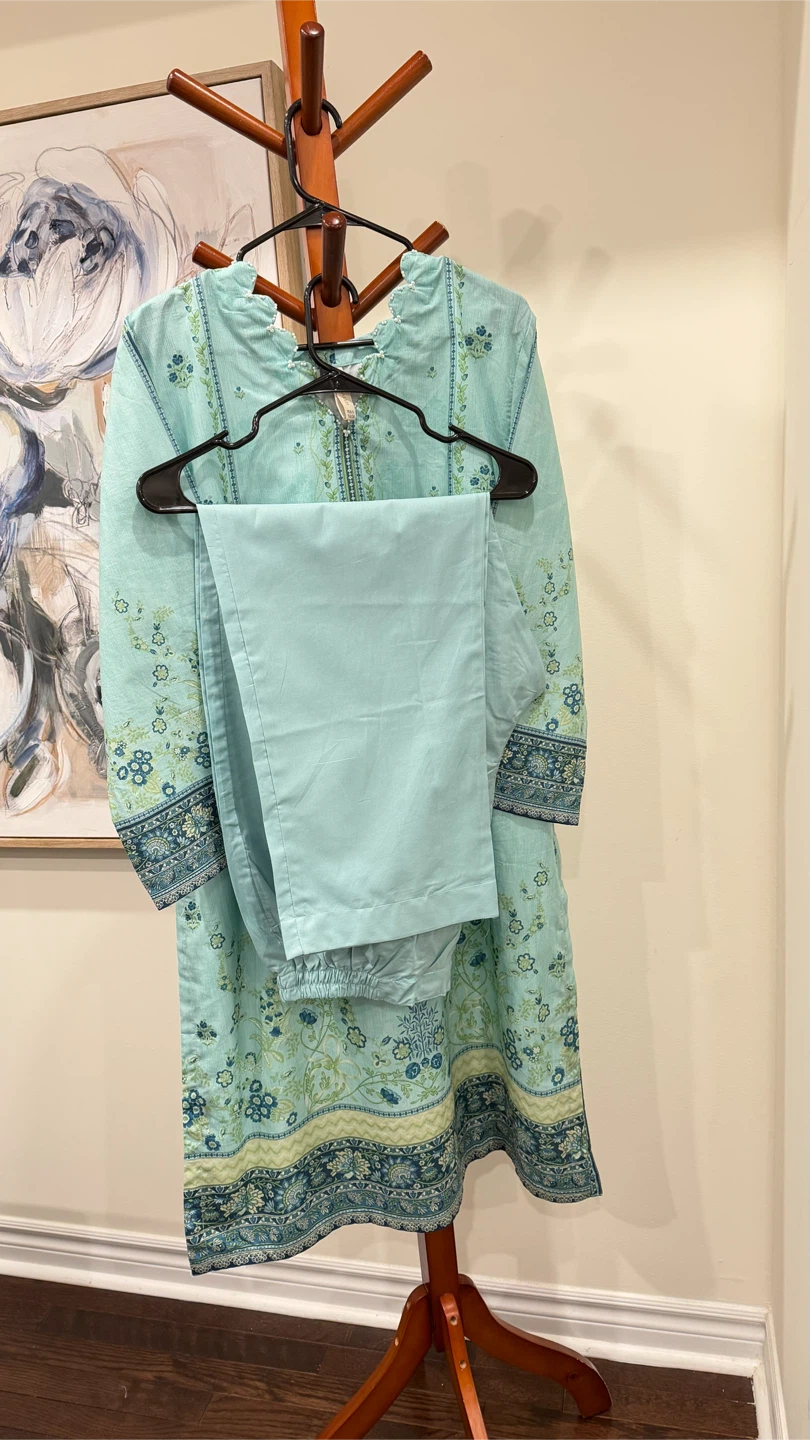 Sky Blue Floral Print 3-Piece Outfit - photo 4