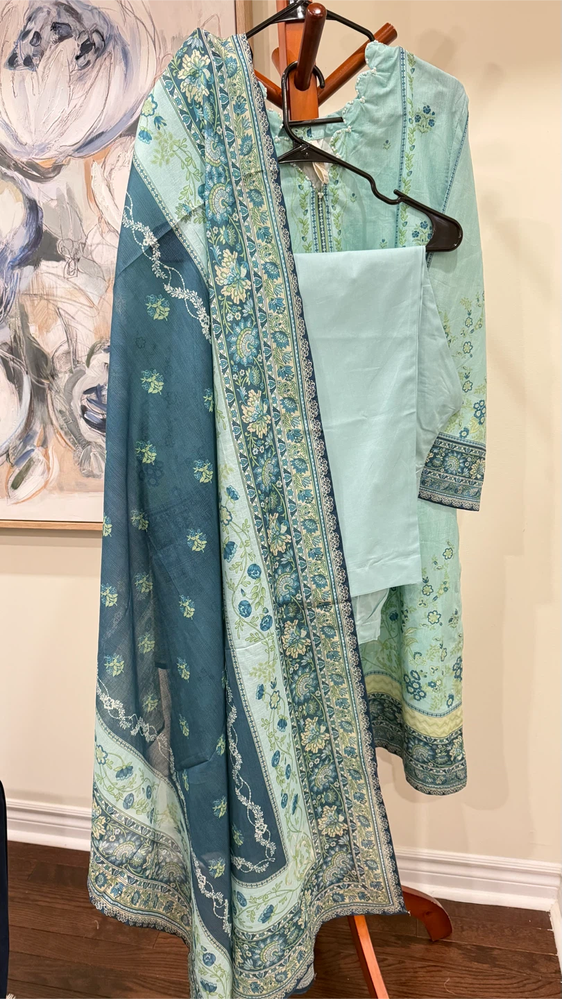 Sky Blue Floral Print 3-Piece Outfit - photo 5