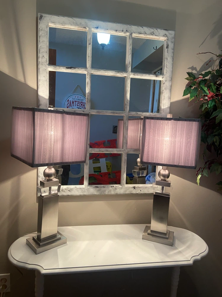 Set of 2 Silver Table Lamps with Pleated Shades - photo 4