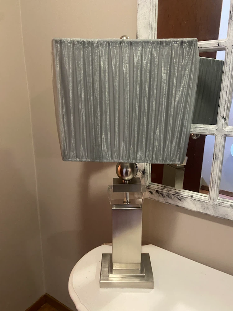 Set of 2 Silver Table Lamps with Pleated Shades - photo 5