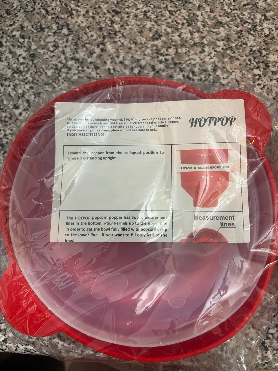 HOTPOP Red Microwave Popcorn Popper Bowl