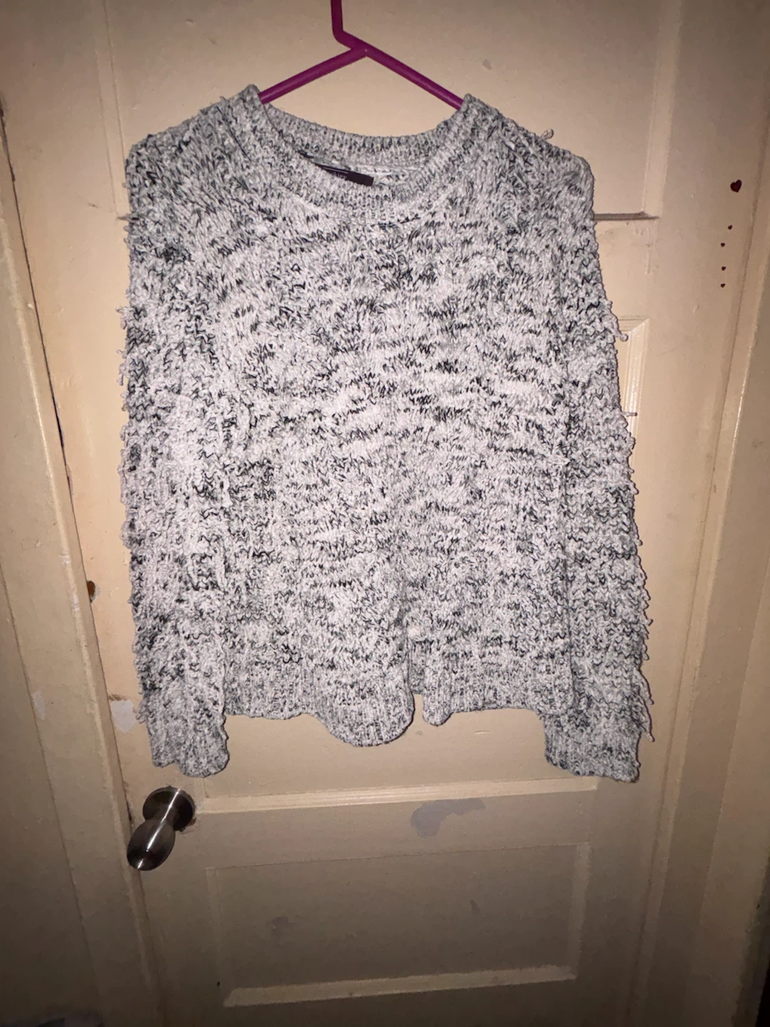 Grey & Black Textured Fringe Sweater - XXL - photo 2