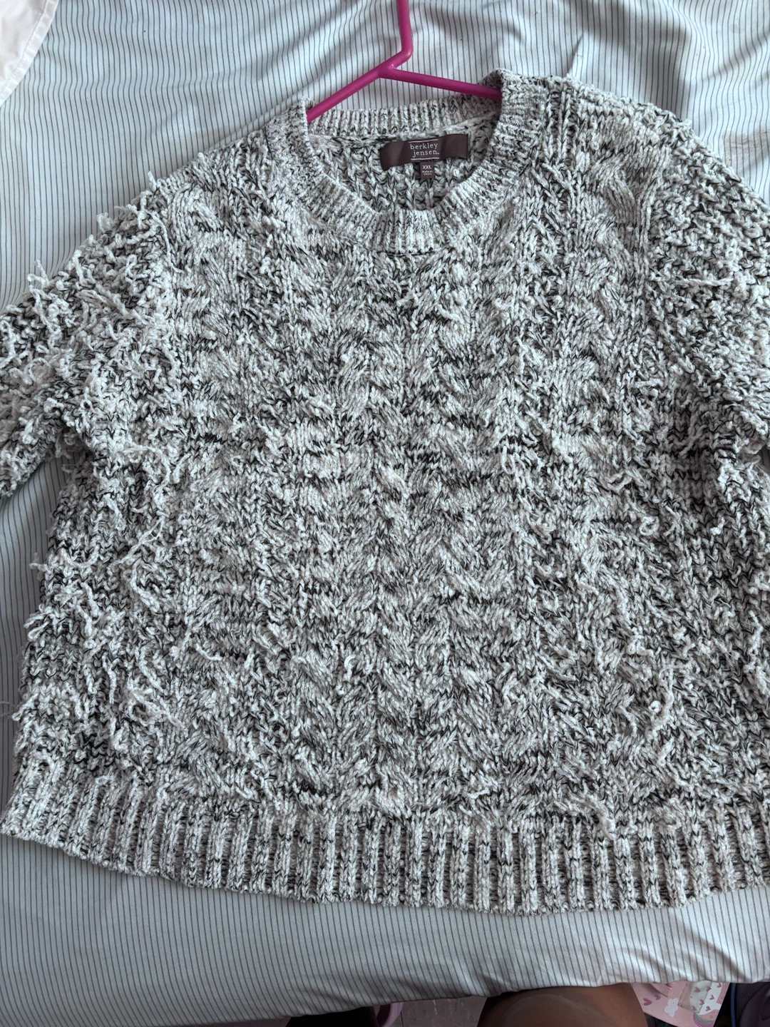 Grey & Black Textured Fringe Sweater - XXL - photo 4