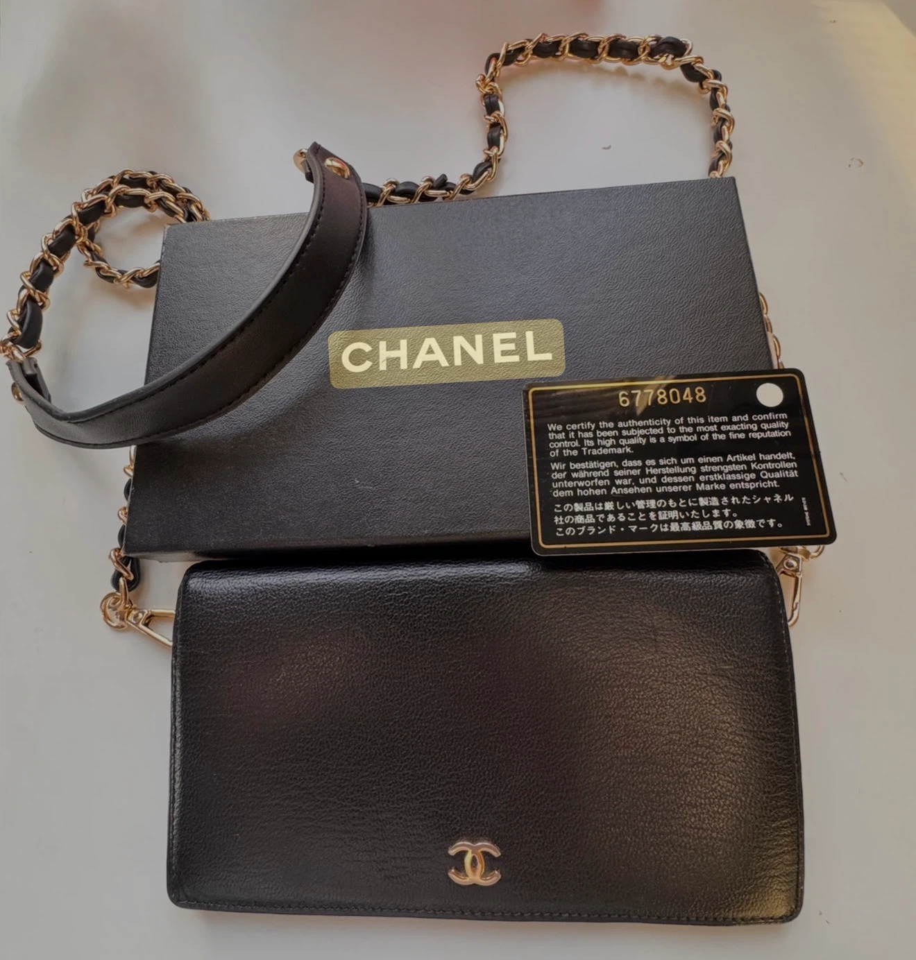 CHANEL Black Leather Vintage Wallet on Chain with Gold Hardware - photo 2
