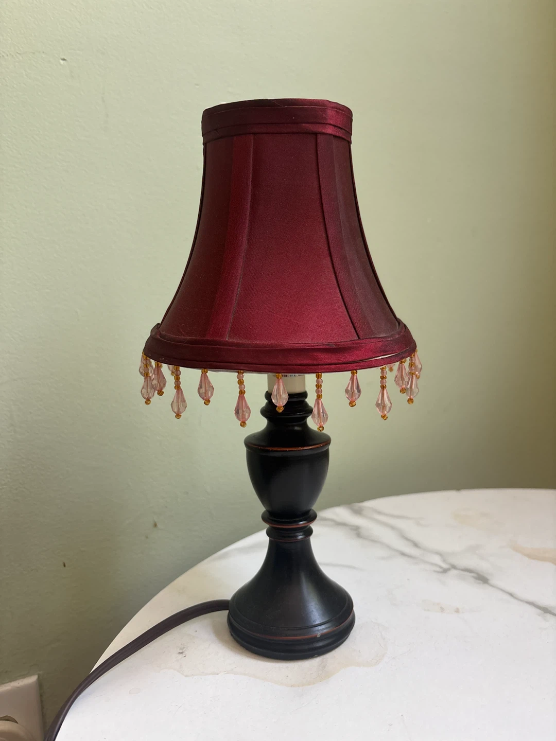 Vintage Red Beaded Lampshade Accent Lamp - photo 2