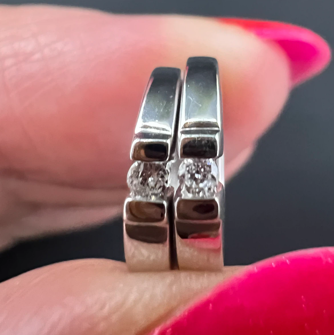 New 10K White Gold Diamond Huggie Earrings - photo 2