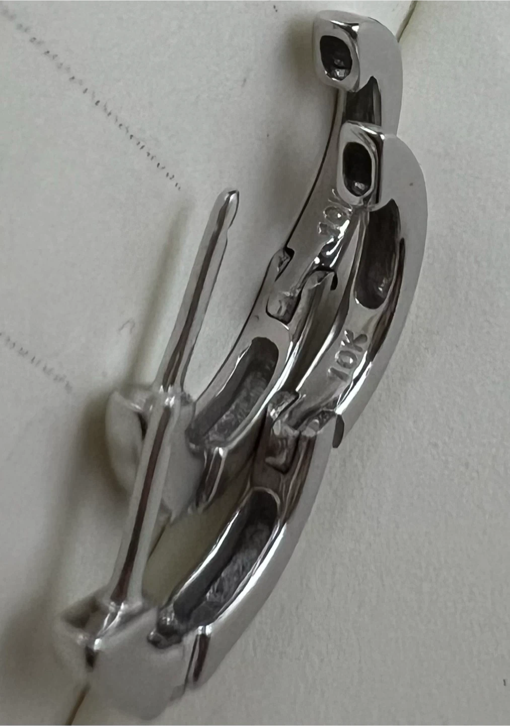 New 10K White Gold Diamond Huggie Earrings - photo 3