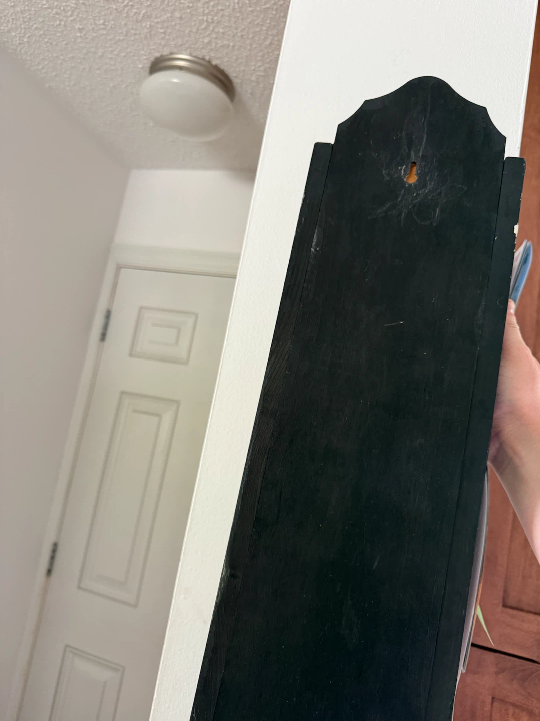 Wood Wall Mail Organizer with Key Hooks – Black - photo 4