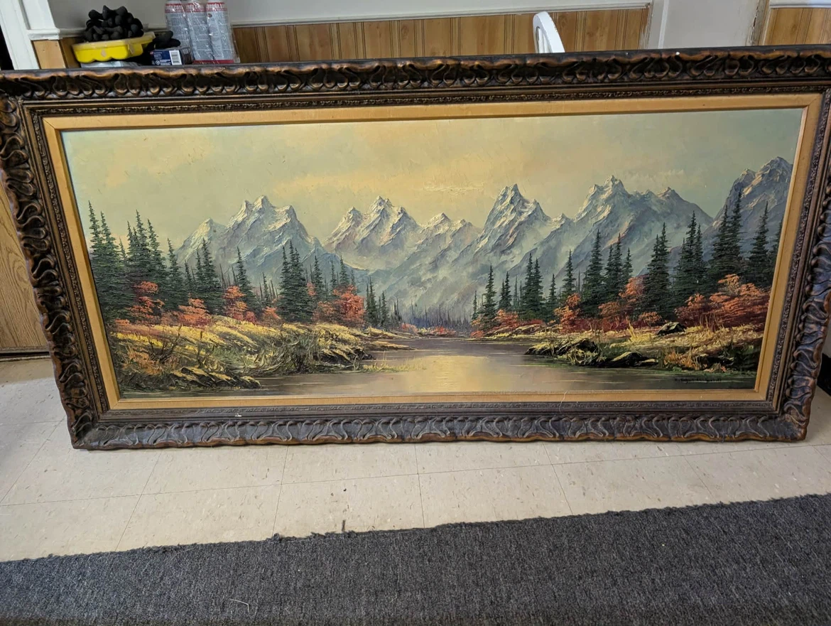 Vintage Mountain Landscape Painting