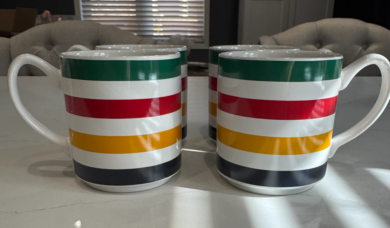 Set of 4 Striped Ceramic Mugs
