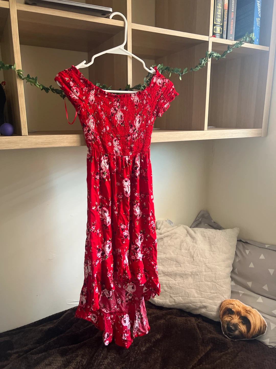 Women's Red Floral Smocked Off-Shoulder Dress - photo 2