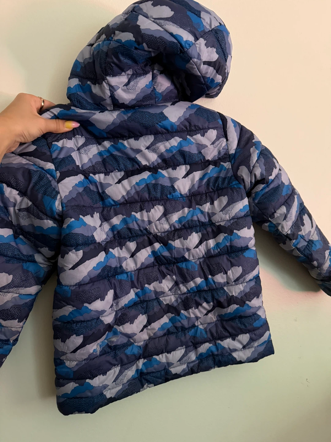 Blue Camo Puffer Jacket with Hood - photo 2