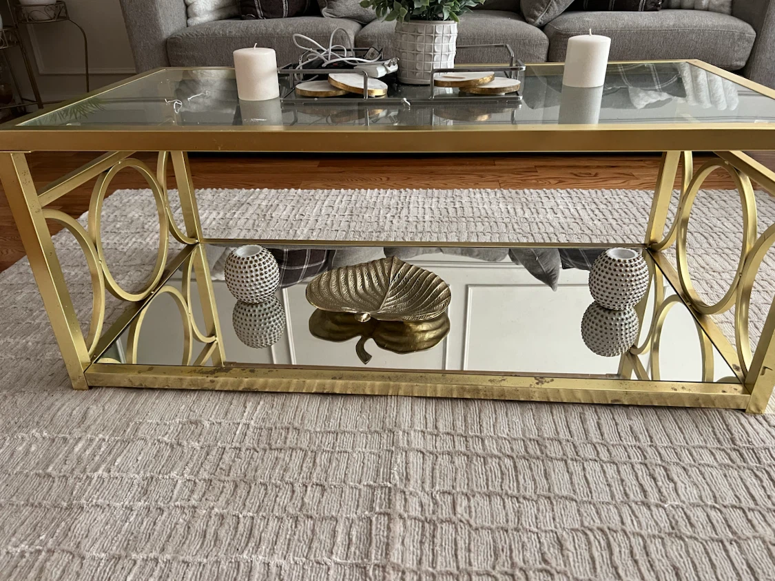 Gold Coffee Table with Glass Top