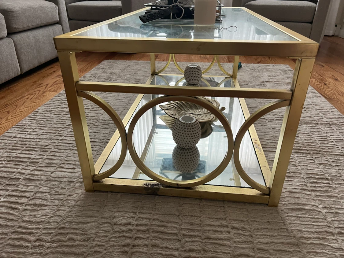 Gold Coffee Table with Glass Top - photo 2