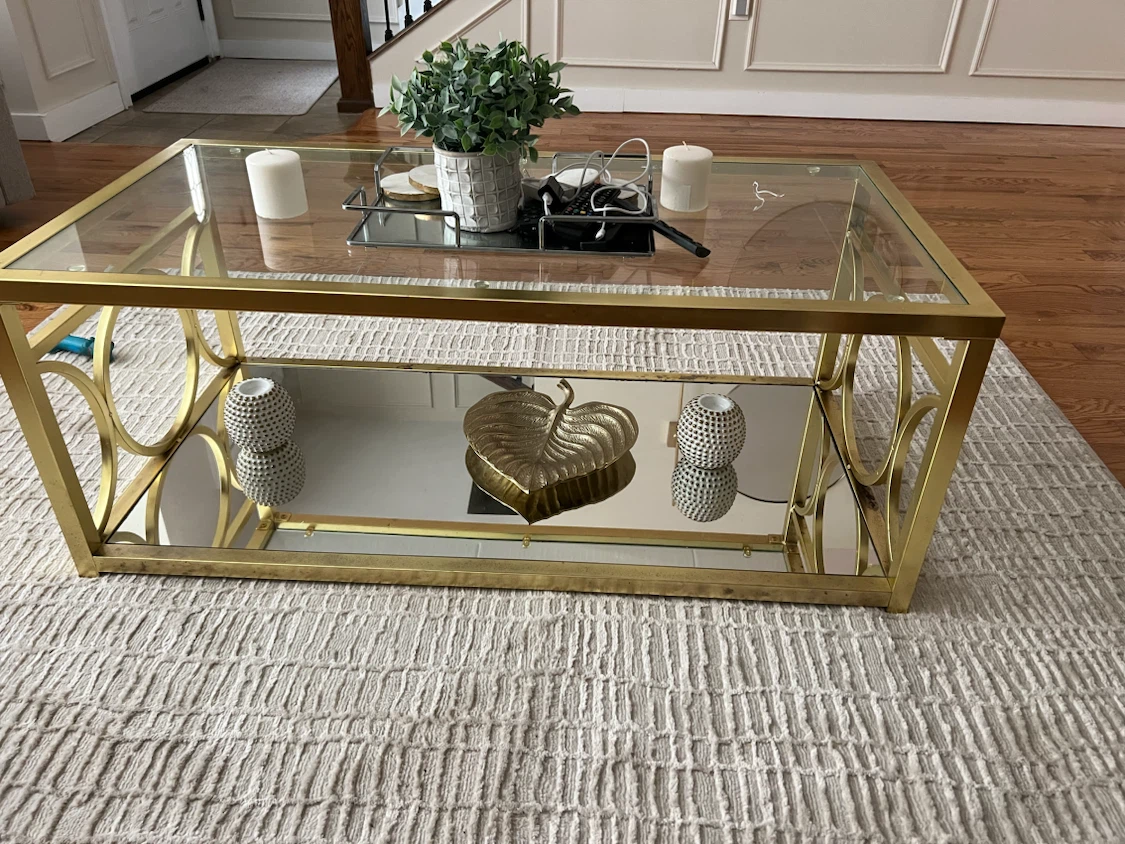 Gold Coffee Table with Glass Top - photo 3