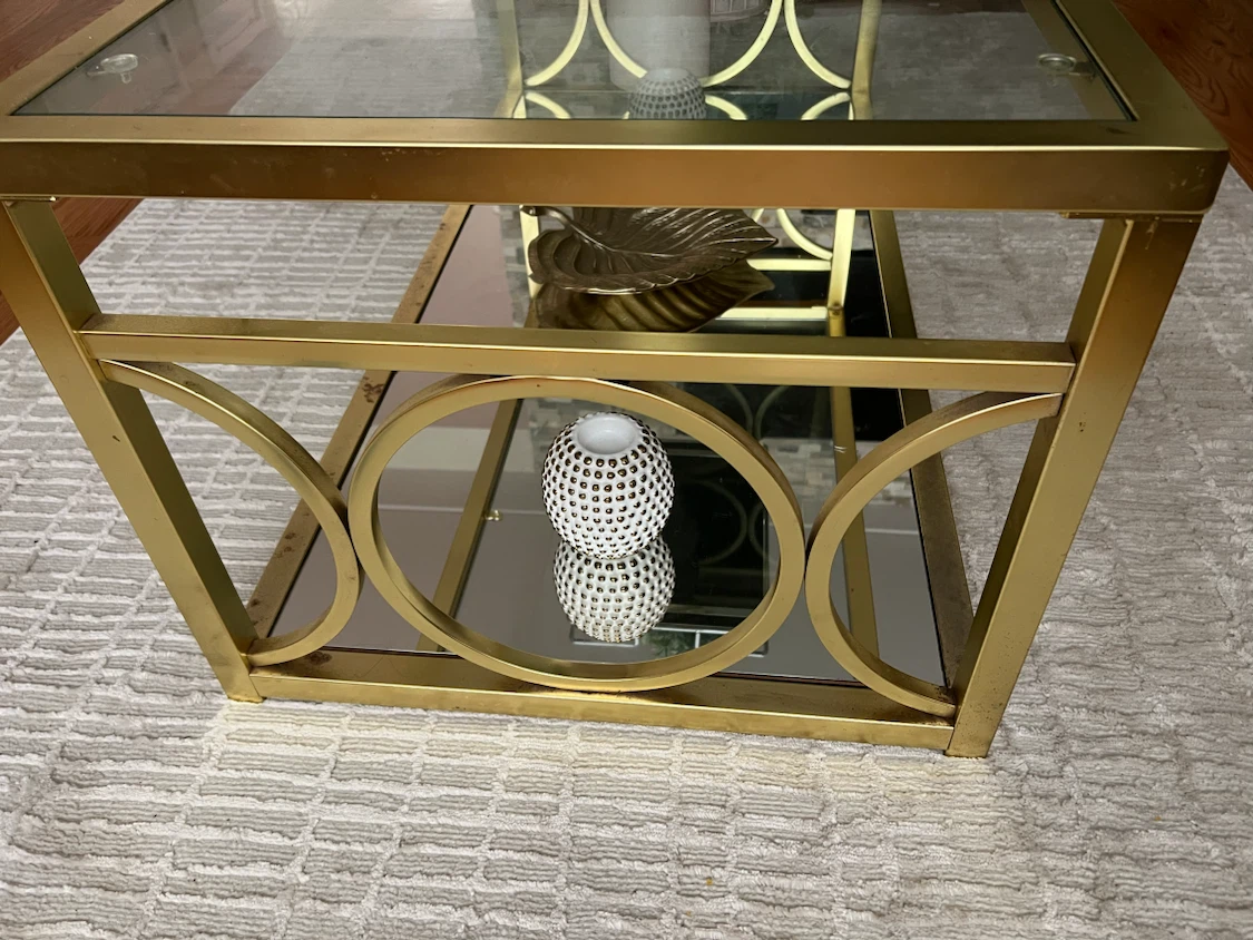 Gold Coffee Table with Glass Top - photo 4