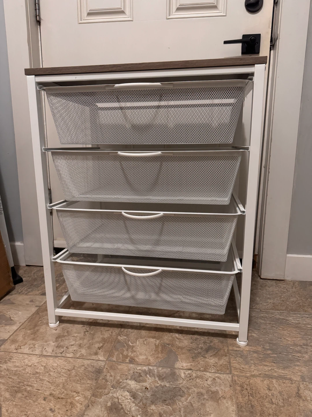4-Drawer Storage Unit with Wood Look Top
