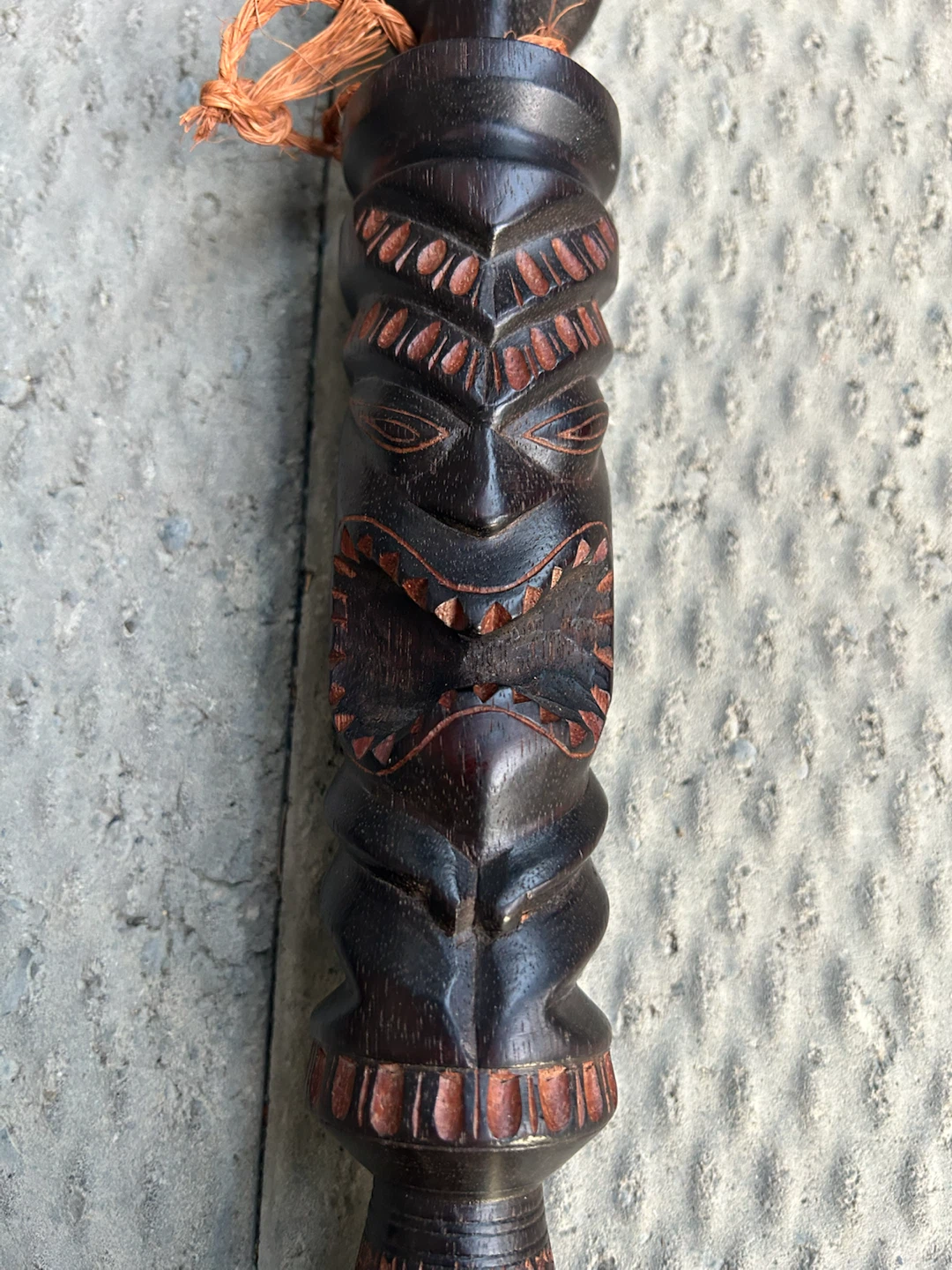 Vintage Hand-Carved Polynesian Tiki Totem Club – 21” Tribal - photo 2