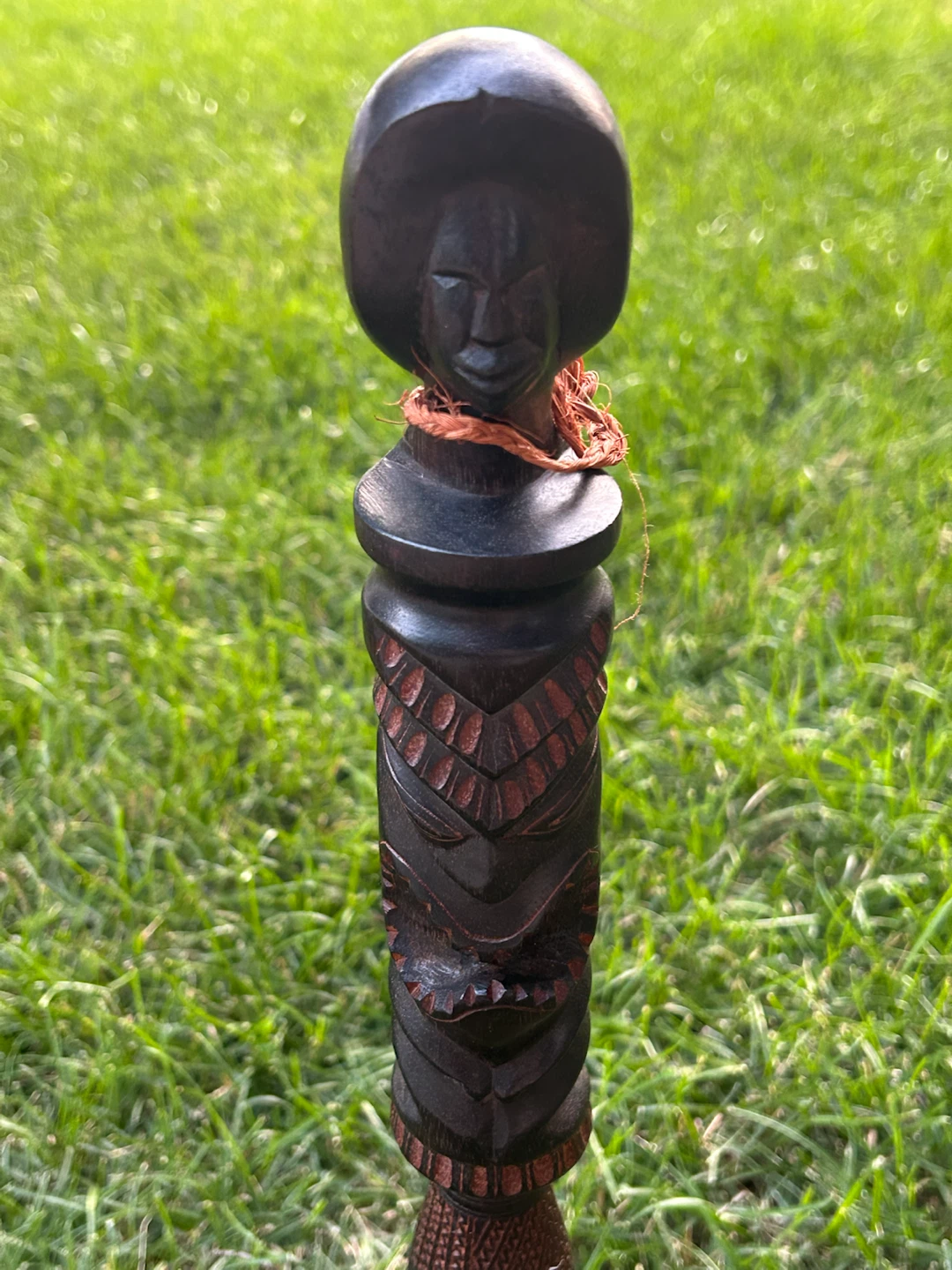 Vintage Hand-Carved Polynesian Tiki Totem Club – 21” Tribal - photo 3