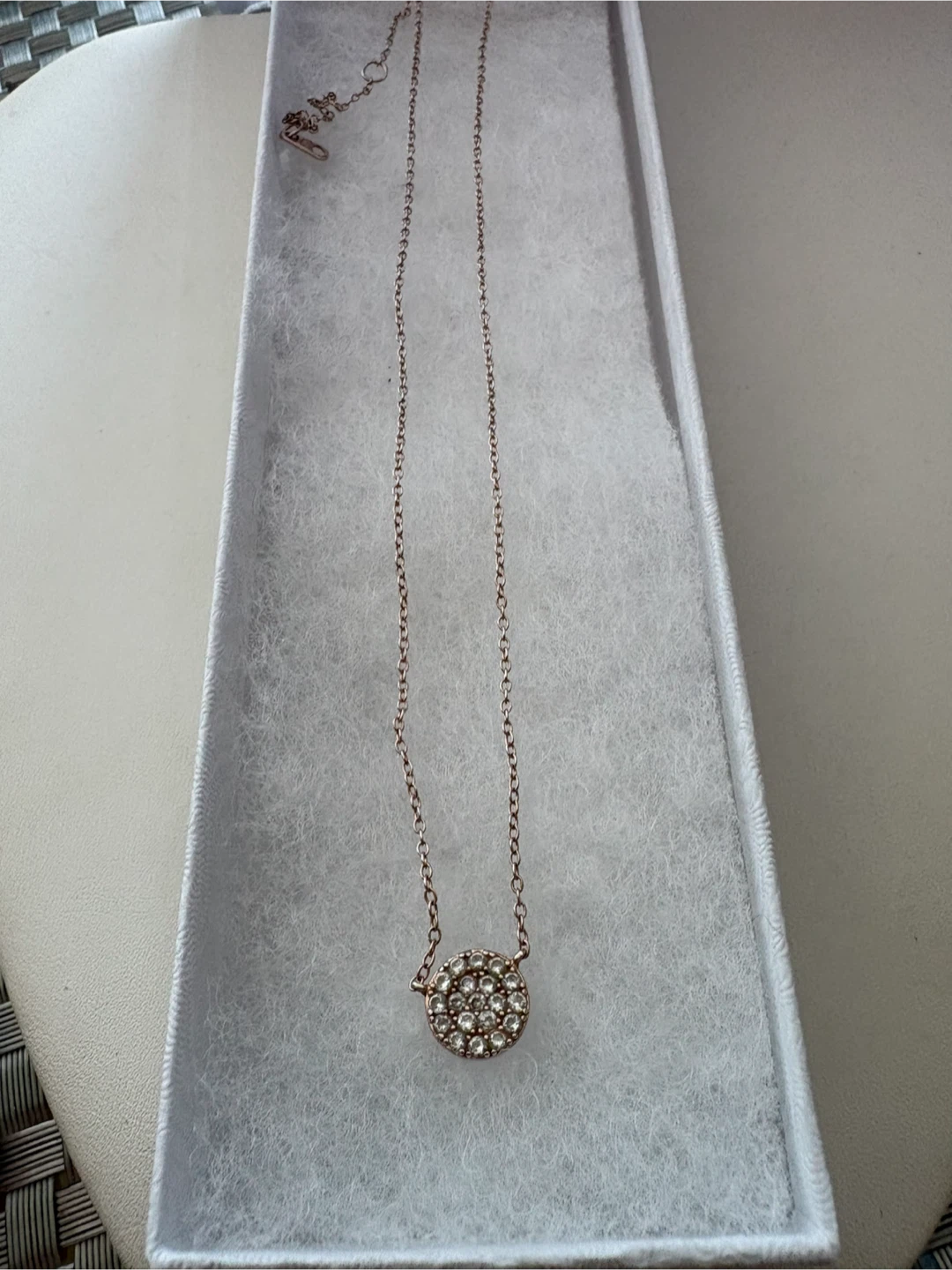 925 Rose Gold Tone Pavé Clear CZ Round Pendant Necklace - photo 4
